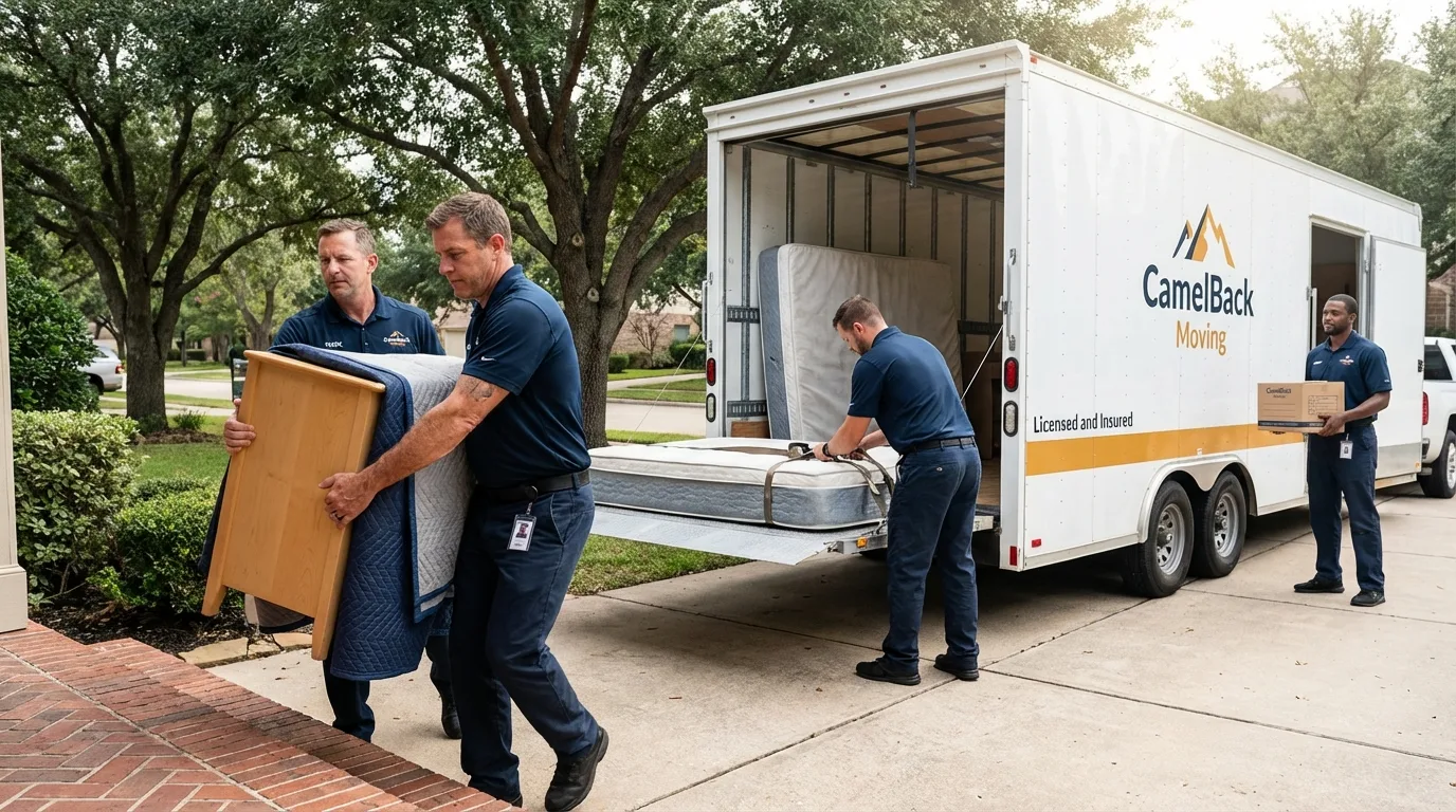 Crew loading residential truck for cross-state move from Austell, GA