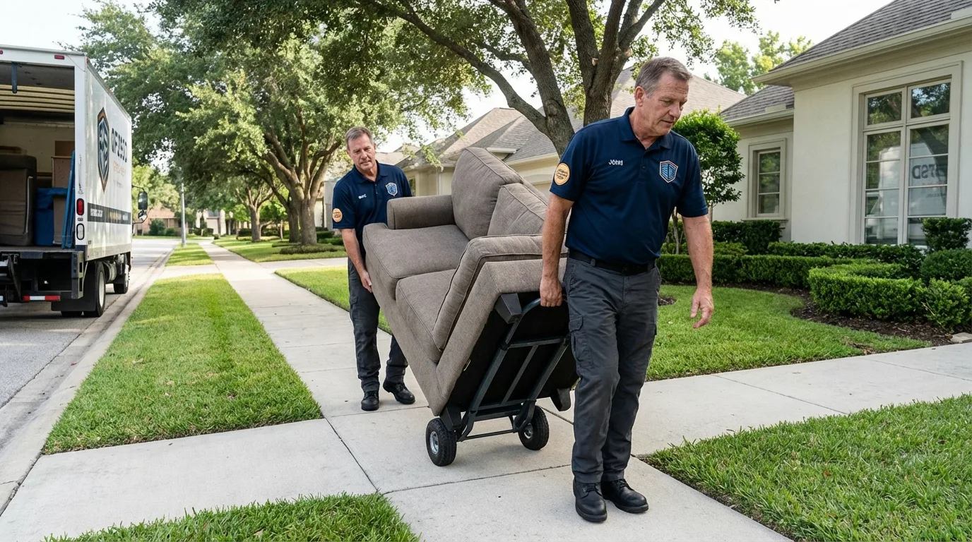 Local residential moving crew loading furniture in Austell, GA